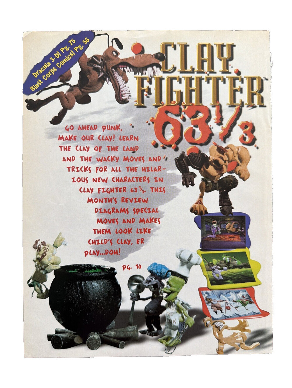 Clay Fighter 63 1/3 N64 Nintendo Video Game Print Ad Artwork Clipping